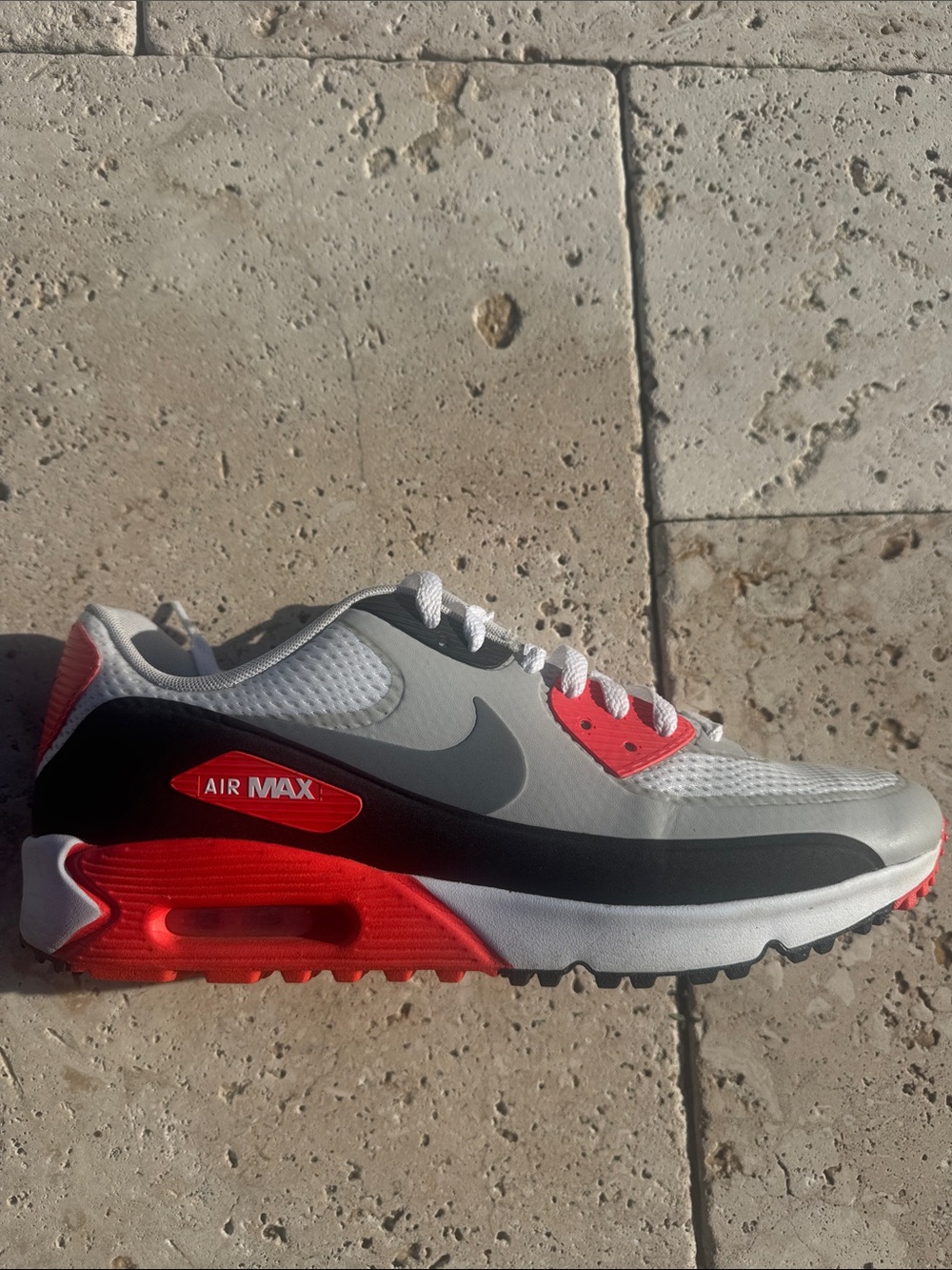Nike Air Max Men's Athletic Shoes in White, Gray, Black & Red